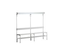 Banco para vestuarios con listones de aluminio Sypro, H x P 1650 x 375 mm, por un lado