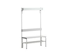 Banco para vestuarios con listones de aluminio Sypro, H x P 1650 x 375 mm, por un lado
