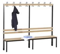 Banco para vestuarios con respaldo, por un solo lado Wolf, listones de madera de haya