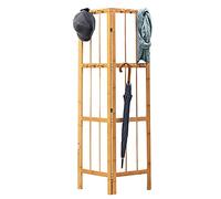 Banco para Zapatos, Perchero de bambú y esquinero con 12 Ganchos, Organizador pie Sombreros, Bolsos Chaquetas, decoración Entrada Pasillo.