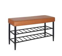 Relaxdays Schuhbank Zapatero Acolchado de Piel sintética, 2 estantes, 6 Pares de Zapatos, 50 x 80 x 30 cm, Color marrón, Plástico, Hierro, Espuma, 50x80x30 cm