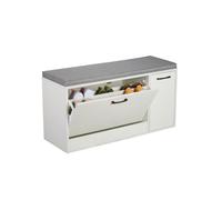 Banco para Zapatos Relaxdays, Asiento Acolchado, HBT: 53 x 100 x 37 cm, 9-12 Pares, Blanco/Gris