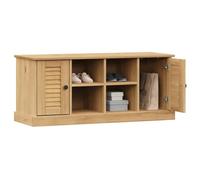 Banco para zapatos Vigo de 106 x 35 x 45 cm, de madera maciza de pino | 4 compartimentos, 2 puertas, pomos metálicos, diseño ventilado, fácil limpieza