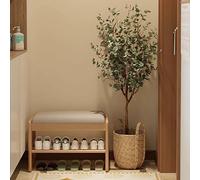 Banco pequeño para zapatos con cojín, banco de zapatos de 2 niveles, fácil de montar con caja de almacenamiento abatible, asiento resistente a la suciedad para entrada (tamaño: 100 cm, color: color