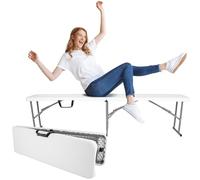 Banco Plegable de Plástico KARL HAUSMANN - 180 x 28 x 43 cm - Banco de Cerveza Plegable - Blanco