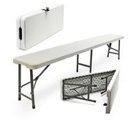 Banco plegable ligero para jardín, barbacoa y pícnic, 180 cm, color blanco Helloshop26