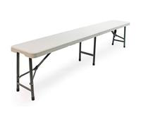 Banco plegable resina 180x29x43 cm estructura acero bases de resina asas de transporte cierre seguridad