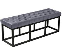 CLP Banco Polson, Moderno, Estructura de Metal Negro, Terciopelo capitoné, Protector de Suelos, para salón, Pasillo o Dormitorio, Color:Gris, Tamaño:120 cm