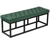 CLP Banco Polson, Moderno, Estructura de Metal Negro, Terciopelo capitoné, Protector de Suelos, para salón, Pasillo o Dormitorio, Color:Verde Claro, Tamaño:120 cm