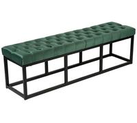 CLP Banco Polson, Moderno, Estructura de Metal Negro, Terciopelo capitoné, Protector de Suelos, para salón, Pasillo o Dormitorio, Color:Verde Claro, Tamaño:150 cm