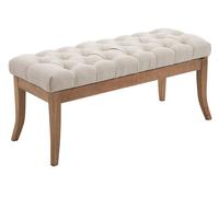 CLP Taburete Pie De Cama Ramses En Tela | Banqueta Altura De Asiento: 46 cm | Banco De Entrada con Base En Madera Clara Antigua I Color:, Color:Crema, Tamańo:100 cm