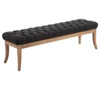 CLP Taburete Pie De Cama Ramses En Tela | Banqueta Altura De Asiento: 46 cm | Banco De Entrada con Base En Madera Clara Antigua I Color:, Color:Gris Oscuro, Tamaño:150 cm