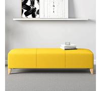 Banco rectangular de lino y algodón, resistente y ahorrador de espacio, banco de entrada con asiento acolchado, banco de pie de cama, taburete moderno con acento (amarillo, 39 x 16 x 16 pulgadas)