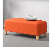 Banco rectangular de lino y algodón, resistente y ahorrador de espacio, banco de entrada con asiento acolchado, banco de pie de cama, taburete moderno con acento (naranja, 31 x 16 x 16 pulgadas)