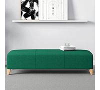 Banco rectangular de lino y algodón, resistente y ahorrador de espacio, banco de entrada con asiento acolchado, banco al final de la cama, taburete moderno con acento para pies (verde, 31 x 16 x 16 p