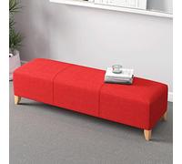 Banco rectangular de lino y algodón, resistente y ahorrador de espacio, banco de entrada con asiento acolchado, banco al final de la cama, taburete moderno con acento para pies (rojo, 31 x 16 x 16 pu