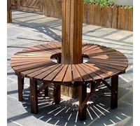 Banco redondo de parque para exteriores, resistente a la intemperie, asiento circular de jardín de madera maciza, soporte decorativo para plantas para patio trasero y porche, banco envolvente para