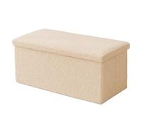 Banco Relaxdays, Almacenamiento, Tela de Felpa, Plegable, Acolchado, Pasillo, Dormitorio, HBT: 38 x 76 x 38 cm, Beige
