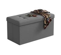 Banco Relaxdays, Almacenamiento, Tela, Plegable, Acolchado, Pasillo, Dormitorio, HBT 38 x 76 x 38 cm, Gris