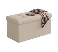 Banco Relaxdays, con Almacenamiento, Tela, Plegable, Acolchado, Pasillo, Dormitorio, HBT 38 x 76 x 38 cm, Beige