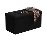 Banco Relaxdays, con Almacenamiento, Tela, Plegable, Acolchado, Pasillo, Dormitorio, HBT 38 x 76 x 38 cm, Negro