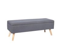 Banco Relaxdays de Lino, con Almacenamiento, H x B x T: 40 x 110 x 40 cm, Patas de Madera, Banco tapizado Gris