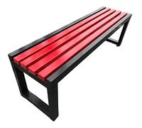 Banco resistente a la intemperie para exteriores, muebles de jardín con compuesto de acero y madera/plástico para patio trasero, terraza, césped y piscina (color: E, tamaño: 180 x 40 x 45)