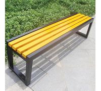 Banco resistente sin respaldo para exteriores, asiento de jardín de metal y madera para patio, terraza y parque, piel de 100 cm para relajarse y disfrutar de la naturaleza
