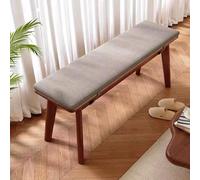 Banco rústico de madera de 59 pulgadas con asiento acolchado para comedor, balcón, entrada, dormitorio, sala de estar, cocina, elegante acento marrón para decoración del hogar