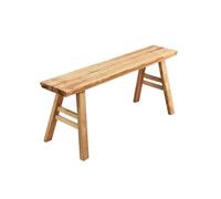 Banco rústico de madera de granja, asiento de entrada sólido, diseño corto sin brazos, banco de zapatos beige duradero para comedor, pasillo y dormitorio, 118 x 20 x 52 cm