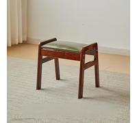 Banco rústico de madera maciza con asiento acolchado, reposapiés multifuncional, diseño de marco para entrada, sala de estar y pasillo (marco pequeño de roble verde oscuro)