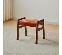 Banco rústico de madera maciza con asiento acolchado, reposapiés multifuncional, taburete con marco en A para sala de estar, pasillo, entrada, marco pequeño de roble y ge