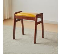 Banco rústico de madera maciza con asiento acolchado, taburete multifuncional con marco en A para entrada, sala de estar y pasillo (marco amarillo pino grande)