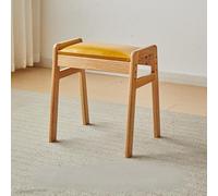 Banco rústico de madera maciza con asiento tapizado, reposapiés multifuncional, diseño de marco en A para sala de estar, pasillo, entrada (pino grande, marco amarillo)