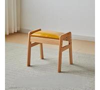 Banco rústico de madera maciza con reposapiés multifuncional, asiento tapizado, diseño de marco para sala de estar, pasillo y entrada (marco amarillo pequeño A)