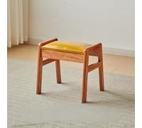 Banco rústico de madera maciza con reposapiés multifuncional y asiento acolchado, taburete con marco en A para entrada, sala de estar, pasillo (pequeño, marco amarillo C)