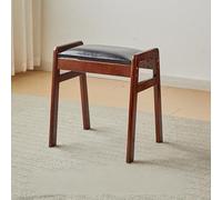 Banco rústico de madera maciza, reposapiés multifuncional con asiento acolchado, taburete con marco en A para entrada, sala de estar, pasillo, pino grande, marco negro B