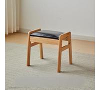 Banco rústico de madera maciza, reposapiés multifuncional con asiento tapizado, taburete con marco en A para sala de estar, entrada, pasillo, roble pequeño, marco negro