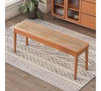 Banco rústico de ratán Tejido Estilo Granja, de Madera Maciza, para Entrada y Comedor, con Capacidad para 2 Personas Sala de Estar, Dormitorio, pie de Cama y balcón. Una elega
