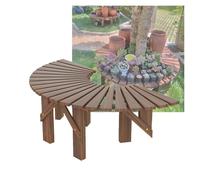 Banco semicircular de madera para jardín, sin respaldo, soporte circular para plantas para relajación al aire libre, ideal para parques y jardines