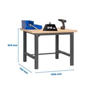 Simon Rack Banco de Trabajo Taller, Capacidad Carga 600 kg, 865x1500x750 mm, Mesa de Trabajo, Antracita/Madera Mdf - BT6