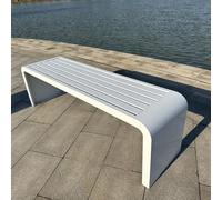 Banco sin Respaldo de Metal Para Exteriores Banco De Balcón Resistente Apto De Aluminio Fundido Al Aire Libre para Jardín, Porche, Parque, Balcón, Exterior(White,180*40*45cm/70.9*15.7*17.7in)