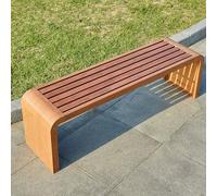 Banco sin respaldo para exteriores, banco de jardín para patio, bancos de acero metálico, banco resistente a la decoloración para todo tipo de clima, para jardín, patio, césped, porche, camino