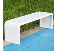 Banco Sin Respaldo Para Jardín, Banco De Acero Para Interior Y Exterior, Para Jardín, Porche, Parque, Balcón, Exterior(White,220cm/86.6in)