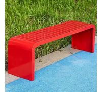 Banco Sin Respaldo Para Jardín, Banco De Acero Para Interior Y Exterior, Para Jardín, Porche, Parque, Balcón, Exterior(Red,220cm/86.6in)