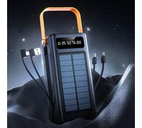 Banco Solar, Cargador Solar Rápido For Teléfono De 120 W, Equipo De Supervivencia De 50000 MAh con Luz, Cables Incorporados 4 Salidas Y 3 Entradas, For Viajes por Carretera, Senderismo