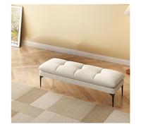 Banco tapizado con patas de metal, elegante reposapiés para dormitorio, elegante solución de asiento de mesita de noche para decoración y decoración de dormitorio