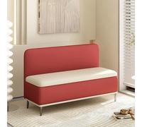 Banco tapizado con respaldo, taburete acolchado suave para entrada, elegante sofá de sala de estar, marco de madera maciza, perfecto para entradas de tiendas y decoración del hogar