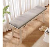 Banco tapizado de madera maciza para entrada, comedor y dormitorio, elegante estilo rústico al final de la cama, banco de ventana estrecho para sala de estar, cocina y pasillo (blanco, 55 pulgadas)