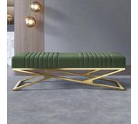 Banco tapizado de terciopelo de lujo con base dorada, cómodo y moderno almacenamiento de zapatos para entrada y sofá versátil para dormitorio, muebles elegantes para final de cama (120 x 38 x 42 cm